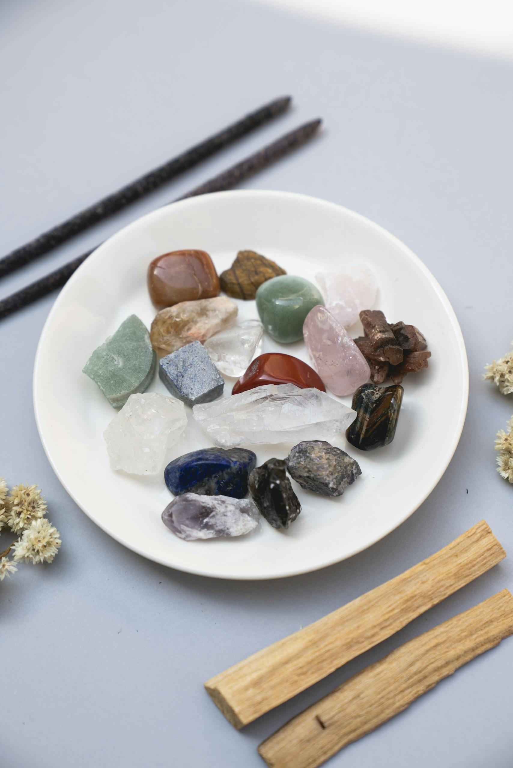 Assorted Gem Stones on Plate